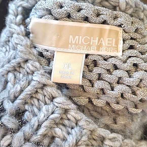 Michael Kors Pearl Heather Knit Sweater Metallic Boyfriend Slouchy XL EUC - Picture 8 of 13